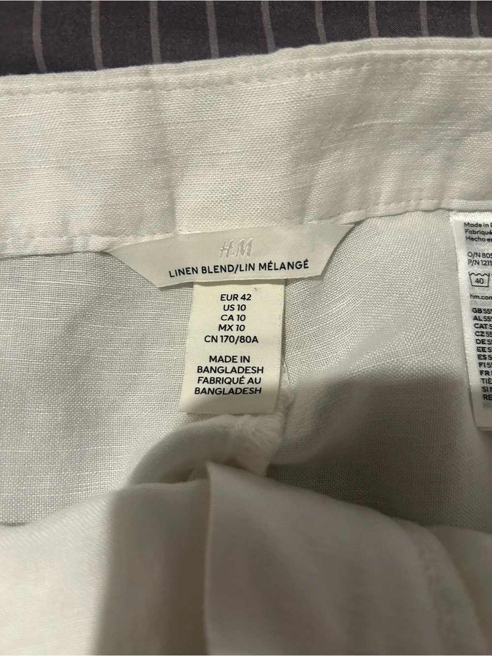 Womens H&M Linen blend wide leg trousers pants size 10 white